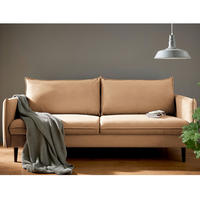 3-SITZER-SOFA JULI Samt Hellbraun  - Hellbraun/Schwarz, Design, Holz/Textil (203/86/100cm) - P & B