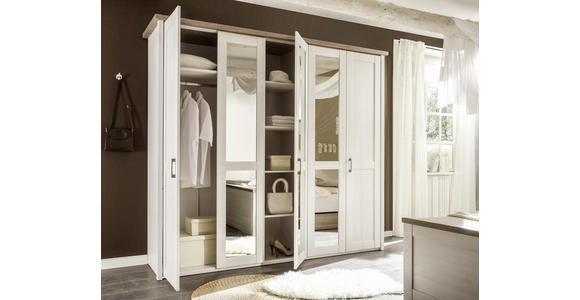 DREHTÜRENSCHRANK 241/212/62 cm 5-türig - Trüffeleichefarben/Weiß, LIFESTYLE, Glas/Holzwerkstoff (241/212/62cm) - Carryhome