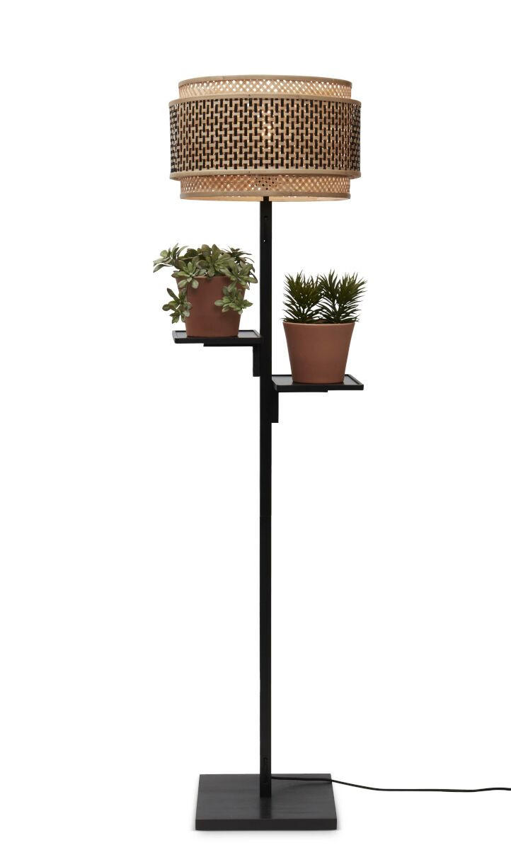 STEHLEUCHTE 40/160 cm    - Schwarz/Naturfarben, Trend, Holz (40/160cm) - Good & Mojo