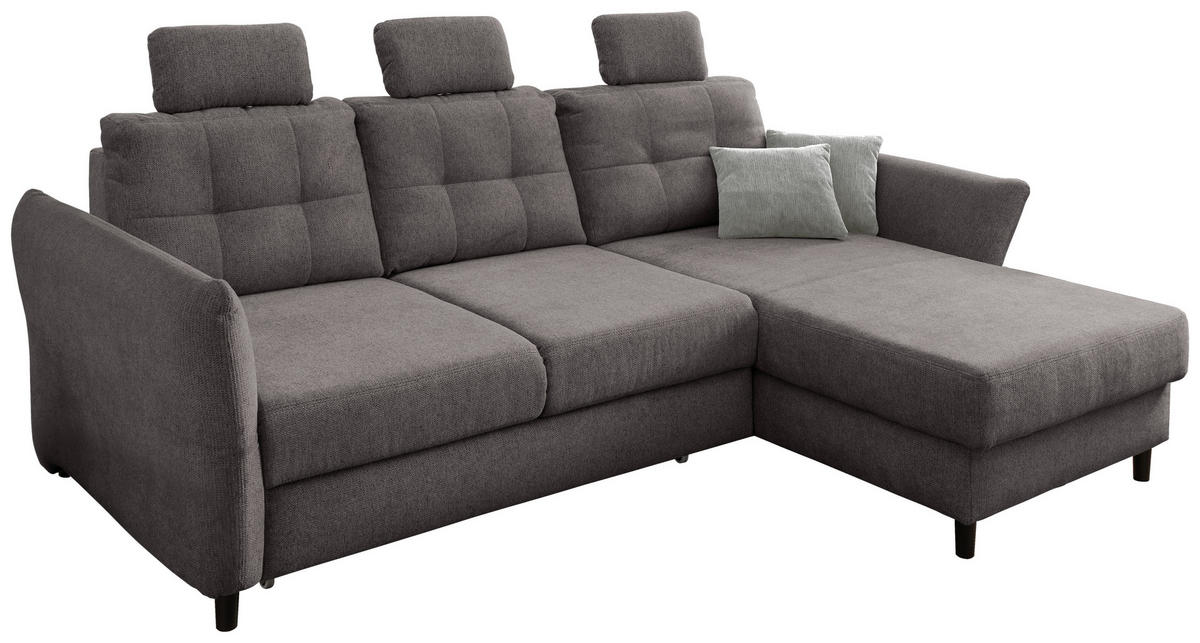 ECKSOFA in Chenille Graubraun  - Graubraun/Hellgrau, Modern, Holz/Textil (250-280/176cm) - Livetastic