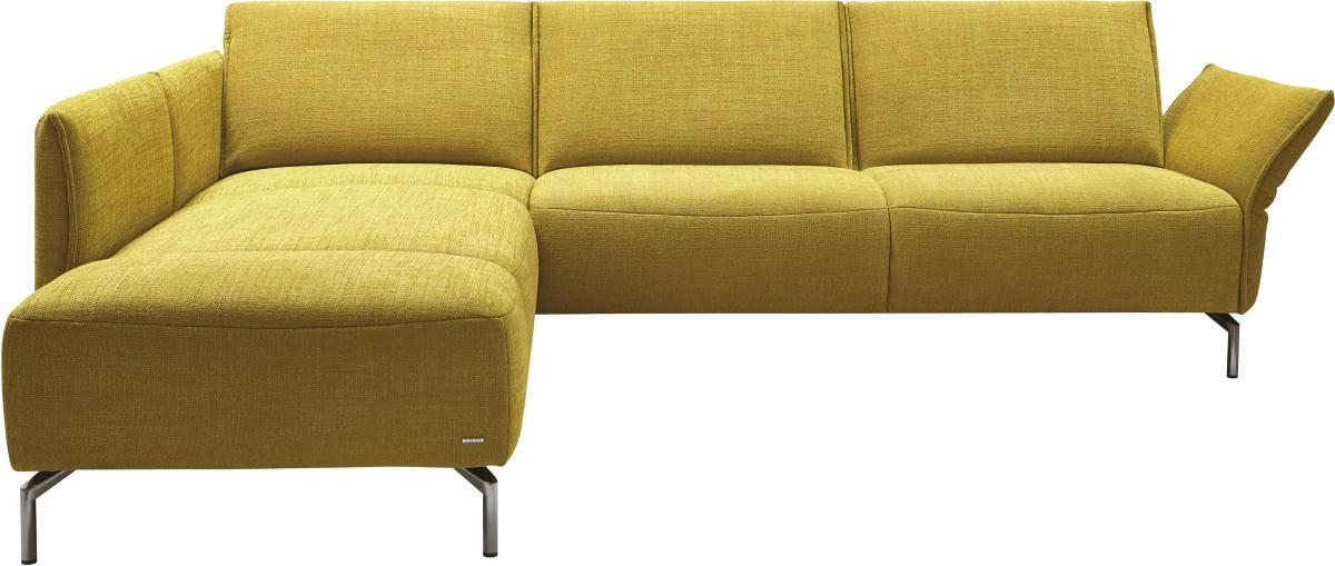 ECKSOFA in Webstoff Gelb  - Edelstahlfarben/Gelb, Design, Textil/Metall (207/274cm) - Koinor