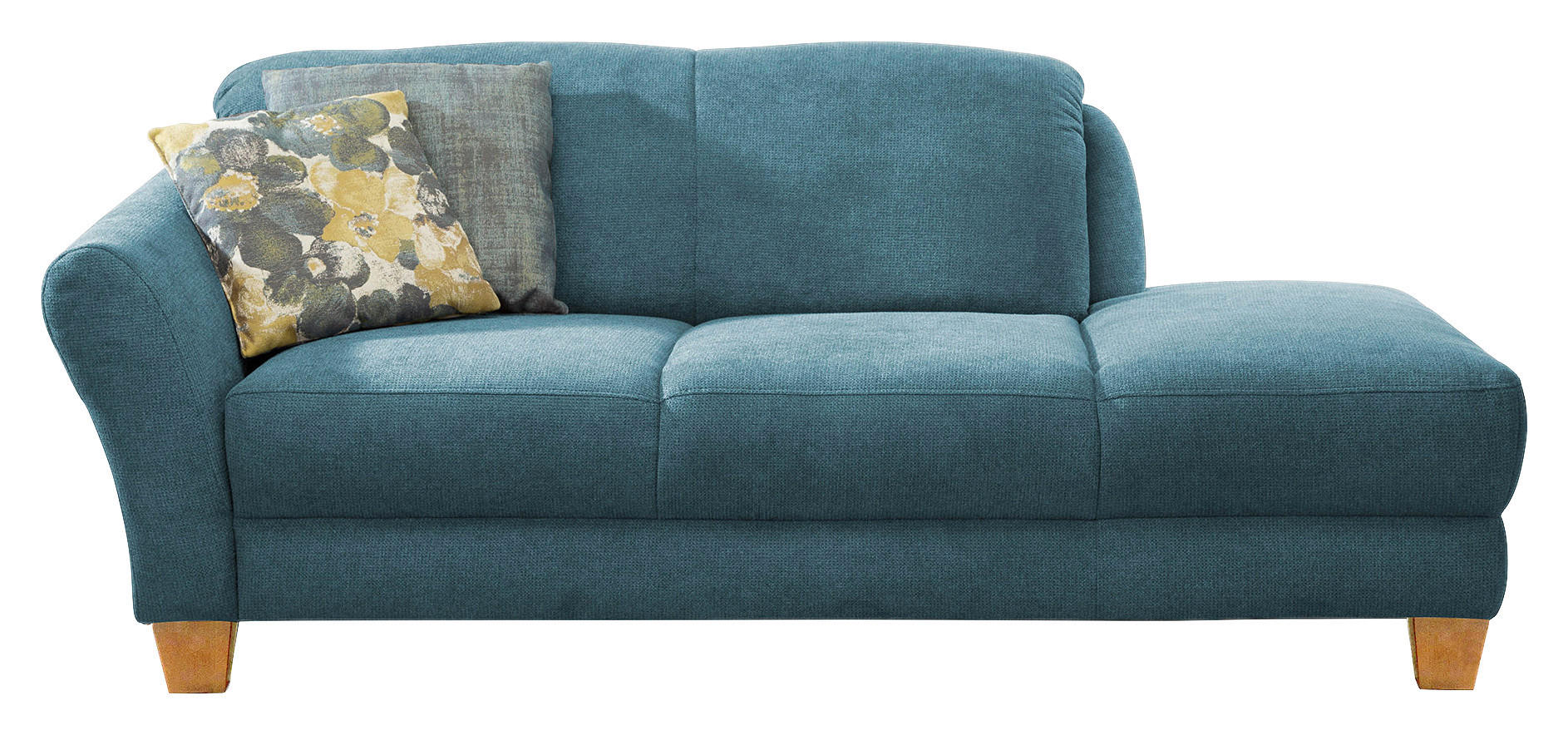 RÉCAMIERE Petrol Flachgewebe  - Petrol/Naturfarben, KONVENTIONELL, Holz/Textil (194/84/91cm) - Sit & More