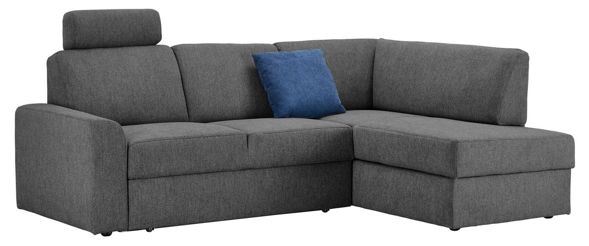 WOHNLANDSCHAFT  in Webstoff Grau  - Schwarz/Grau, KONVENTIONELL, Kunststoff/Textil (224/165cm) - Xora