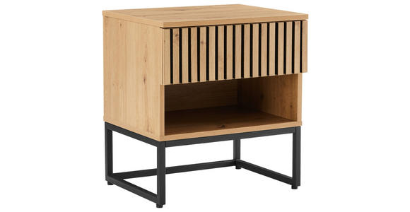 NACHTKÄSTCHEN 50/55/40 cm  in Eiche Artisan  - Schwarz/Eiche Artisan, MODERN, Holzwerkstoff/Metall (50/55/40cm) - Xora
