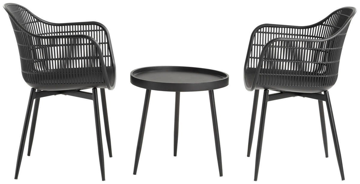SADA NA BALKON 3dílné,  - černá, Moderní, kov/plast (53/85/63cm) - Ambia Garden