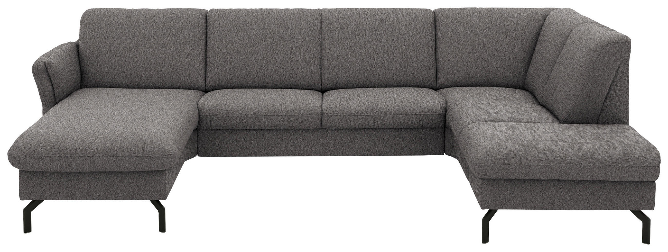 WOHNLANDSCHAFT  in Flachgewebe Dunkelbraun  - Dunkelbraun/Schwarz, KONVENTIONELL, Textil/Metall (170/307/190cm) - Beldomo Comfort