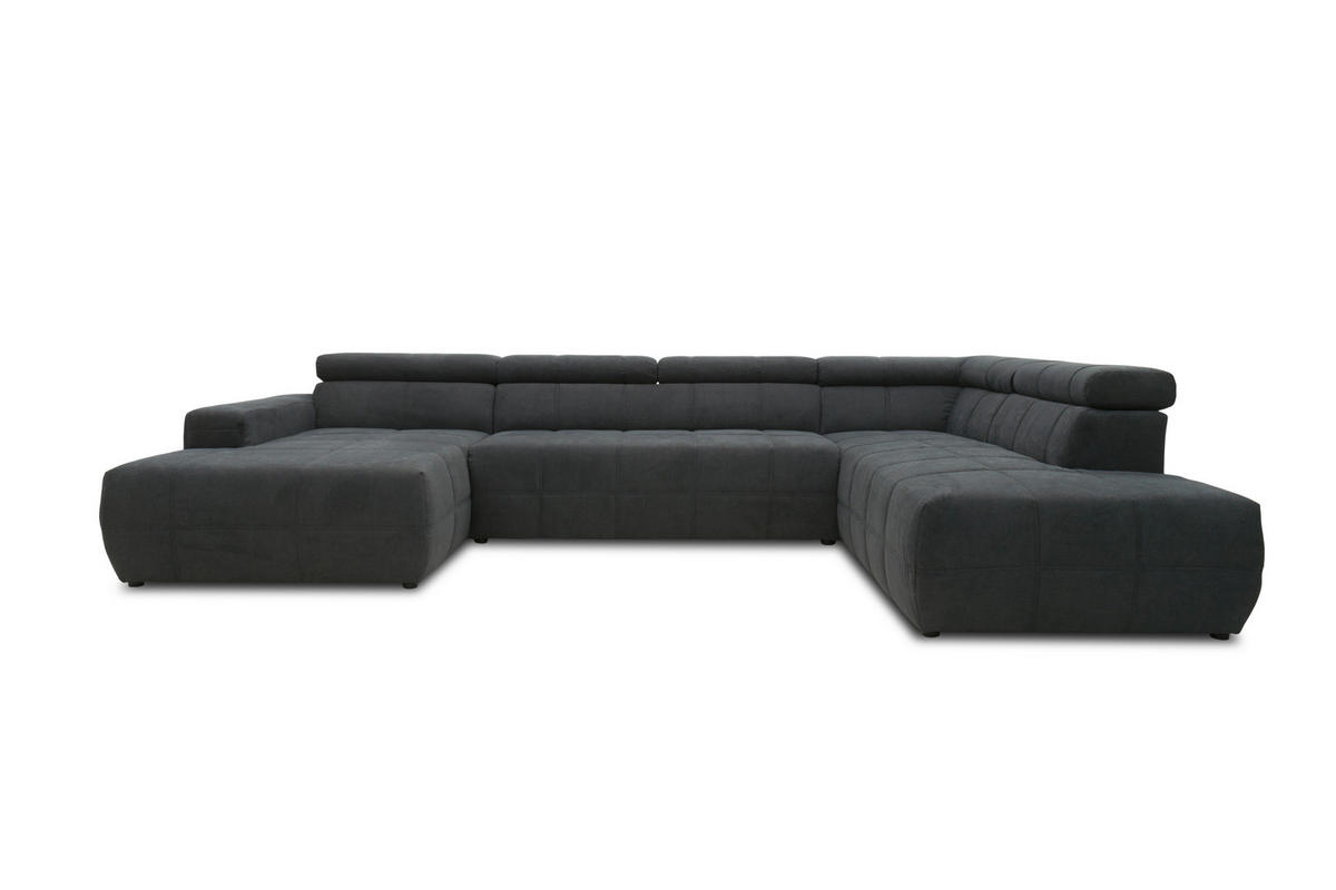 WOHNLANDSCHAFT Dunkelgrau Mikrofaser  - Dunkelgrau/Schwarz, Design, Kunststoff/Textil (175/359/228cm) - MID.YOU