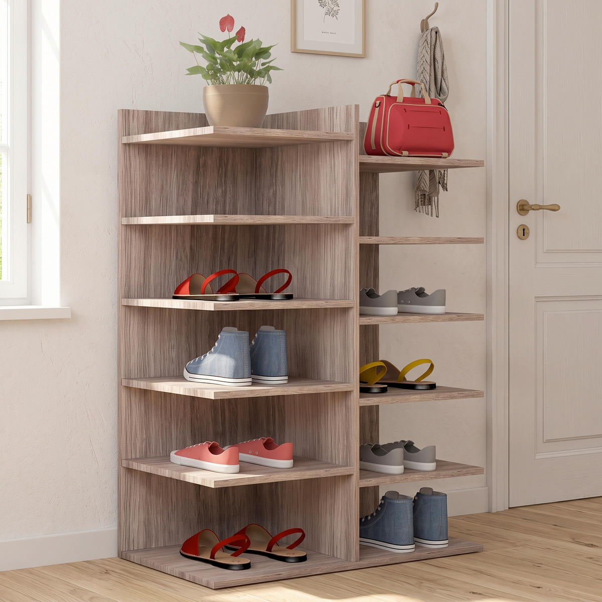 SCHUHREGAL 60/80/30 cm  - Sonoma Eiche, Basics, Holzwerkstoff (60/80/30cm) - MID.YOU