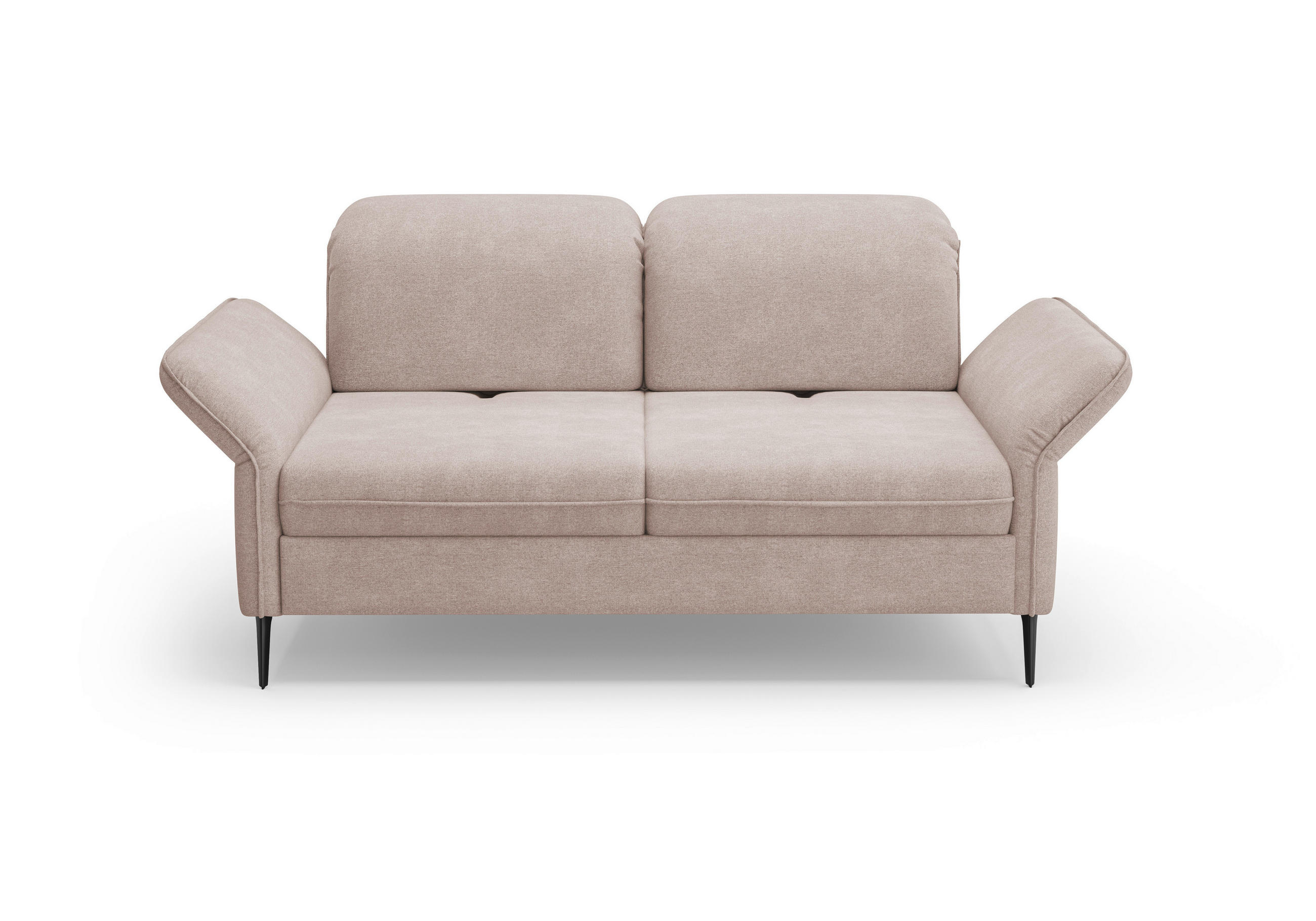 2,5-SITZER in Flachgewebe Greige  - Greige/Schwarz, KONVENTIONELL, Textil/Metall (189/92/123cm) - Sit & More