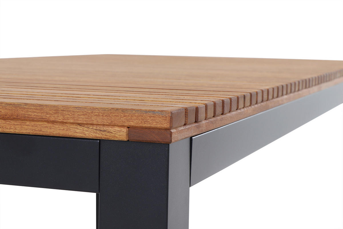 GARTENTISCH 220/100/76 cm Holz, Metall rechteckig  - Anthrazit/Robinienfarben, KONVENTIONELL, Holz/Metall (220/100/76cm) - Siena Garden