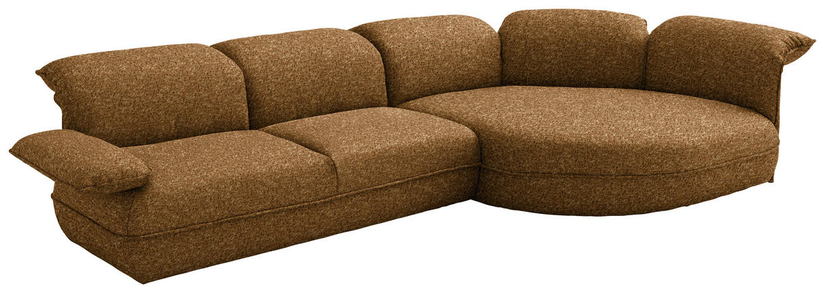 ECKSOFA Chenille Cognac  - Cognac/Schwarz, Design, Kunststoff/Textil (343/154cm) - Koinor