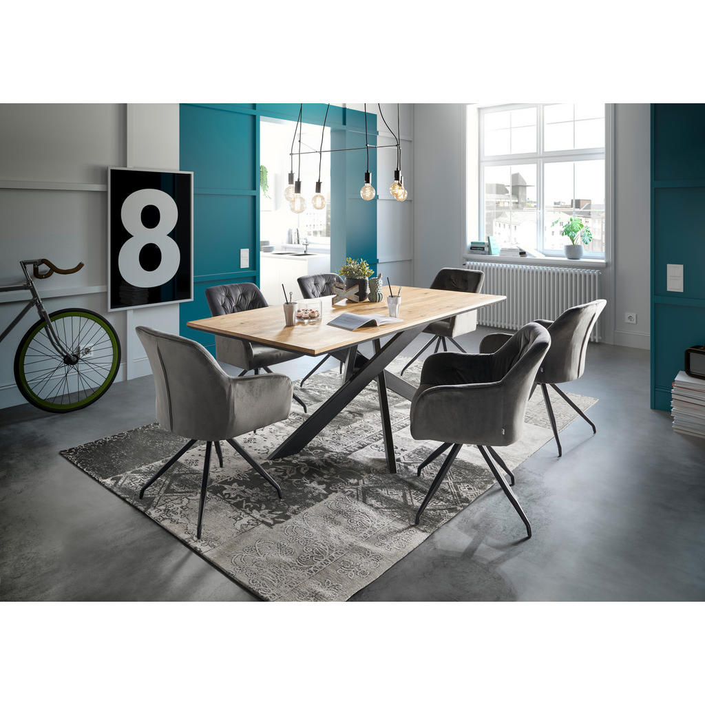 Thumbnail - SetOne by Musterring Esstisch, Eiche, Holz, Eiche, massiv, rechteckig, X-Form, 100x75x200 cm, in verschiedenen Größen er...