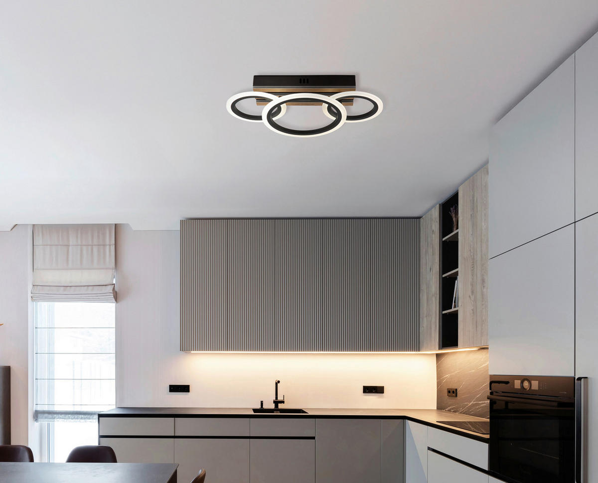 LED-DECKENLEUCHTE 46/25/11,5 cm   - Dunkelbraun/Schwarz, Natur, Holzwerkstoff/Kunststoff (46/25/11,5cm) - Globo