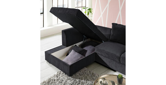 ECKSOFA in Cord Schwarz  - Schwarz, Design, Kunststoff/Textil (174/259cm) - Cantus