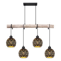 FÜGGŐLÁMPA 85/18/120 cm  - natúr színű/fekete, Basics, üveg/fa (85/18/120cm) - Globo