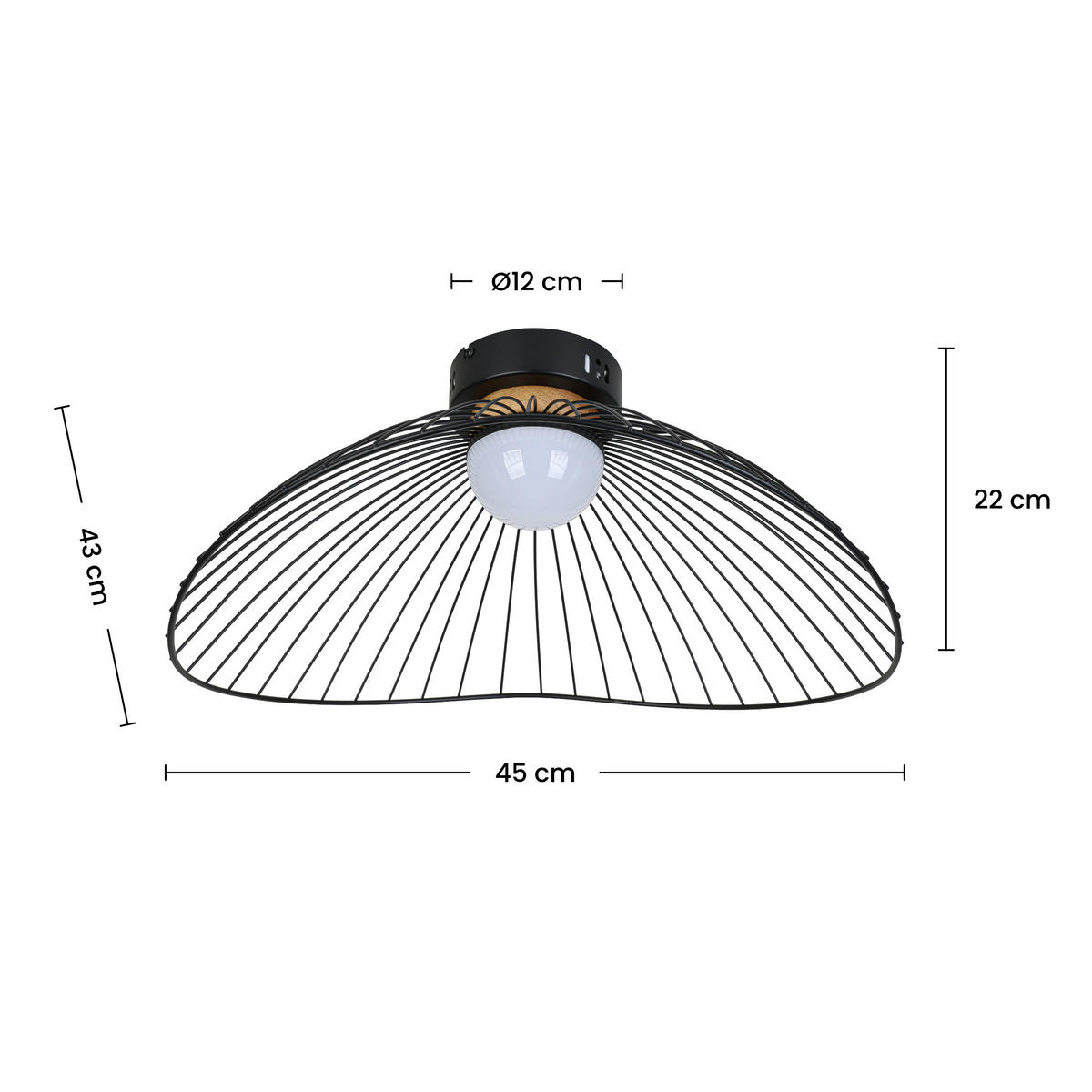 DECKENLEUCHTE 45/43/22,5 cm  - Schwarz/Naturfarben, Trend, Holz/Kunststoff (45/43/22,5cm) - Collett's Monde