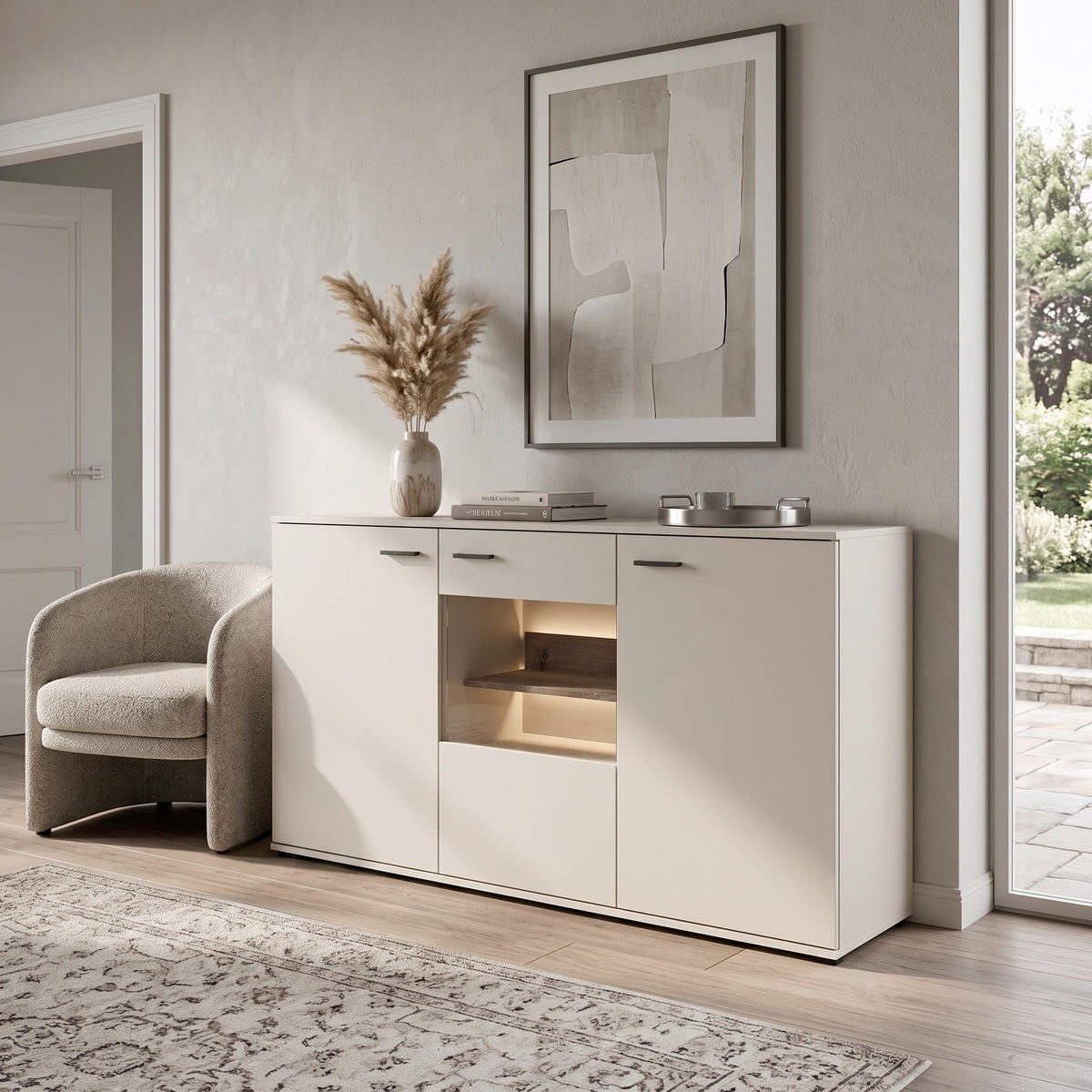 SIDEBOARD  160/86,9/43,5 cm  - Eichefarben/Beige, Design, Holzwerkstoff (160/86,9/43,5cm) - Livetastic