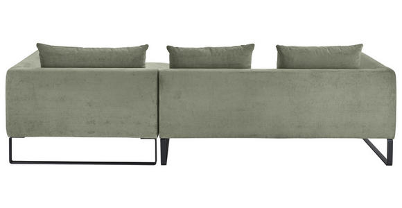 ECKSOFA in Feincord Olivgrün  - Schwarz/Olivgrün, KONVENTIONELL, Textil/Metall (284/178cm) - Hom`in