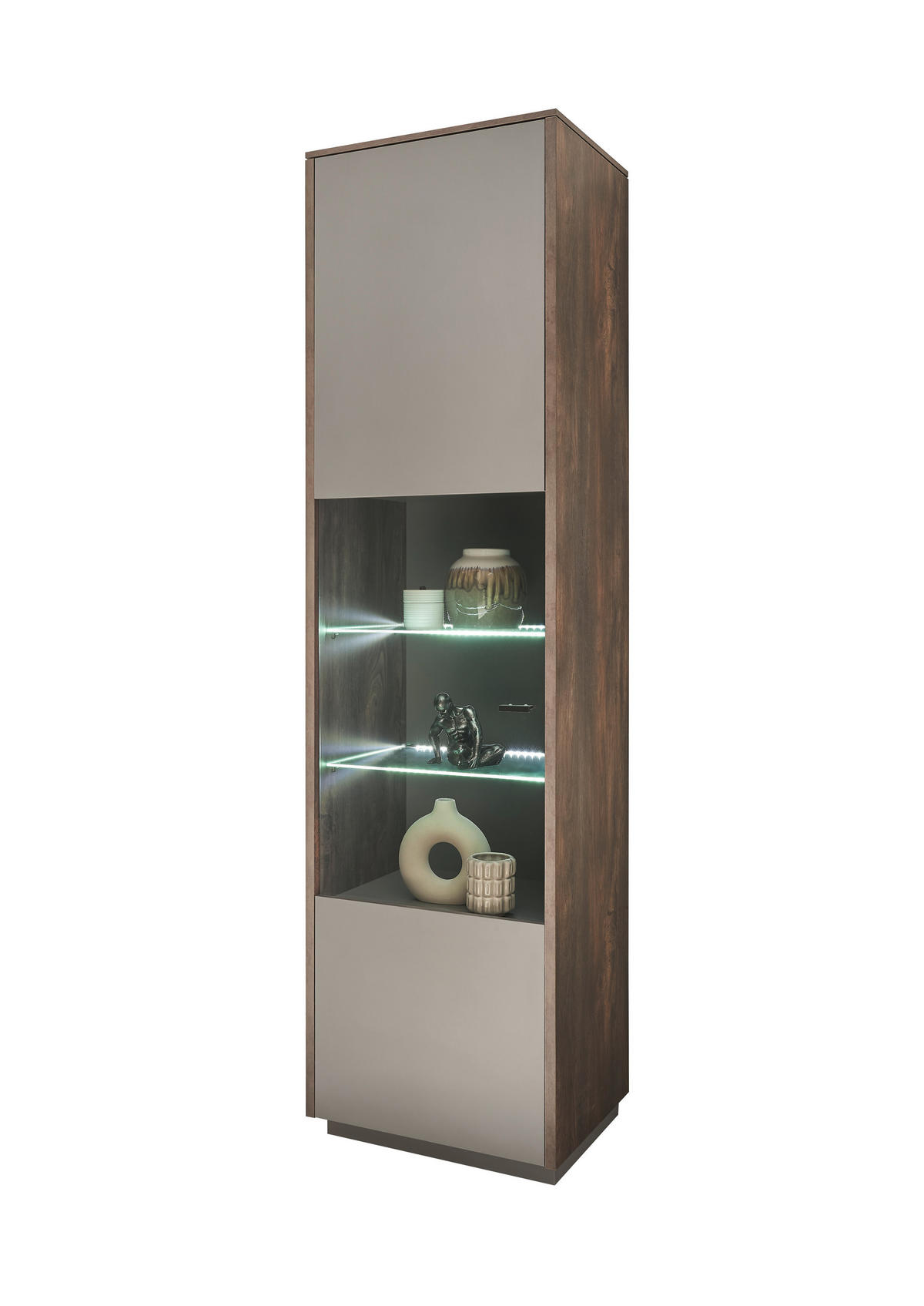 VITRINE in Anthrazit, Eichefarben  - Eichefarben/Anthrazit, Design, Glas/Holzwerkstoff (55/200/40cm) - MID.YOU