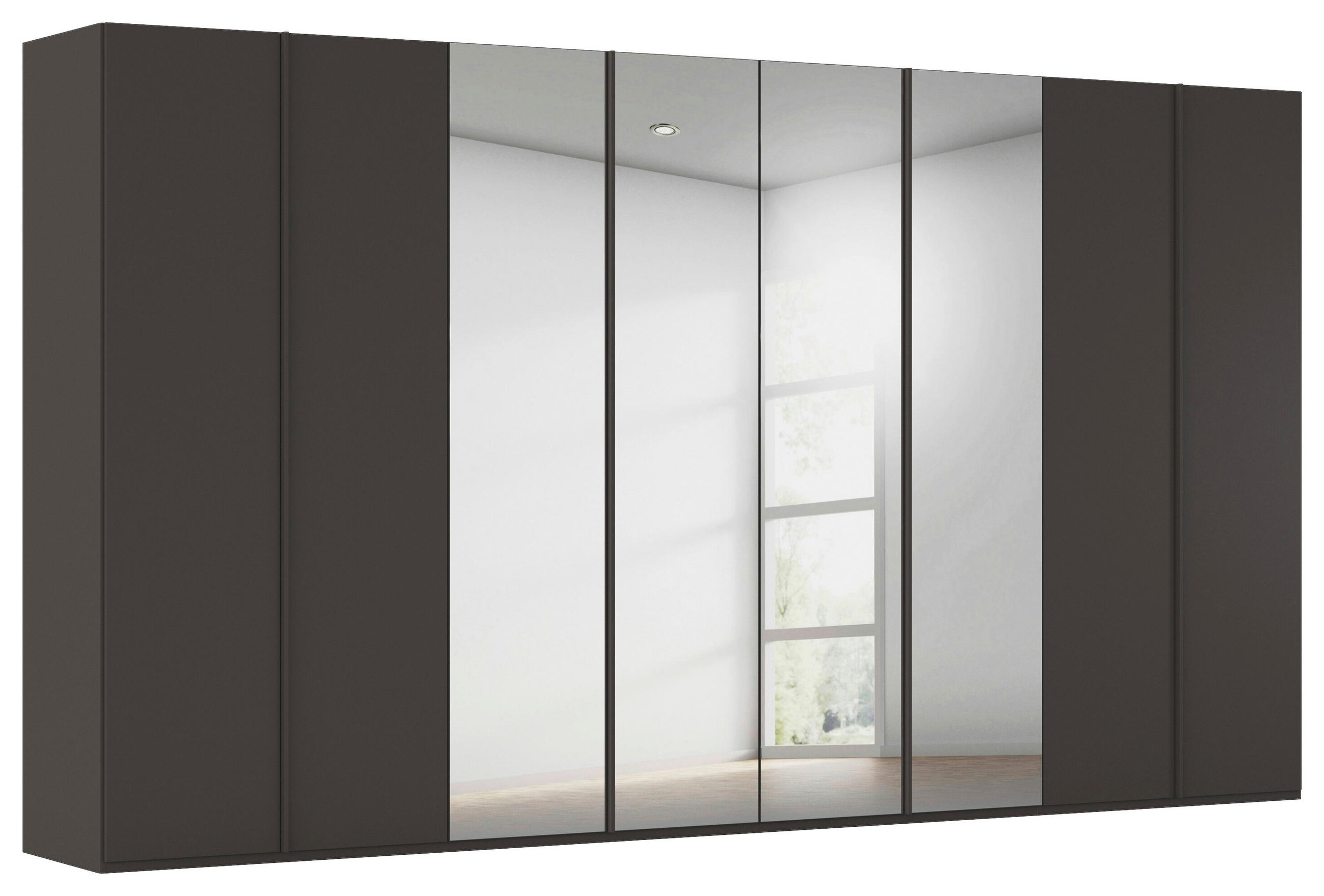 DREHTÜRENSCHRANK 400/235/61 cm,  in Graphitfarben, 8-türig  - Graphitfarben, Basics, Glas/Holzwerkstoff (400/235/61cm) - Novel