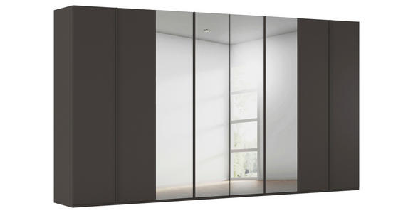 DREHTÜRENSCHRANK 400/235/61 cm,  in Graphitfarben, 8-türig  - Graphitfarben, Basics, Glas/Holzwerkstoff (400/235/61cm) - Novel
