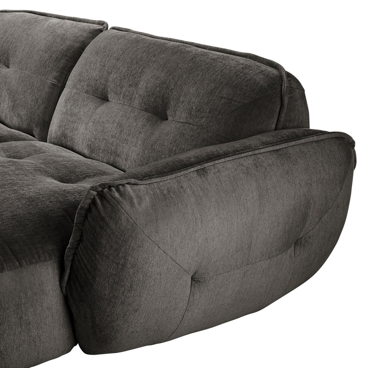 ECKSOFA in Chenille Anthrazit  - Anthrazit/Schwarz, Modern, Kunststoff/Textil (269/184cm) - Trendmanufaktur