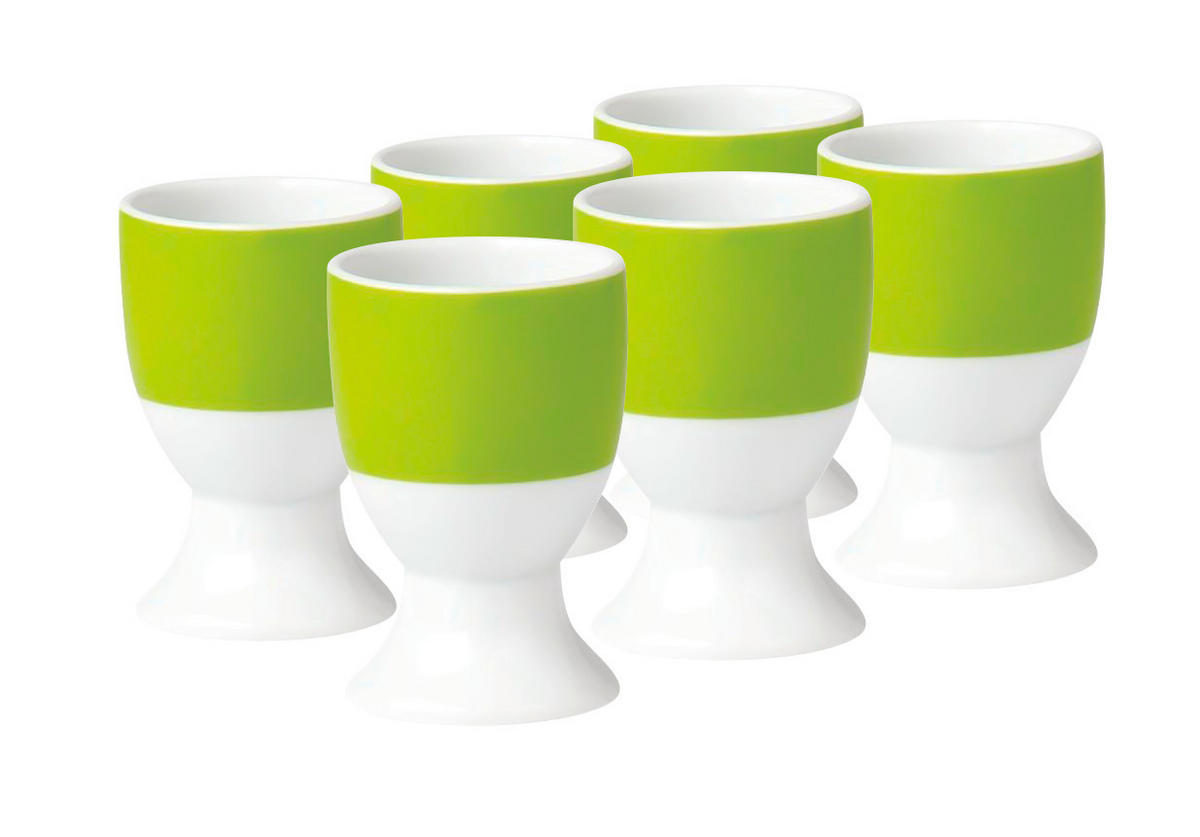 EIERBECHERSET VARIO Keramik  - Weiß/Grün, Basics, Keramik (4,5/6,5cm) - Van Well