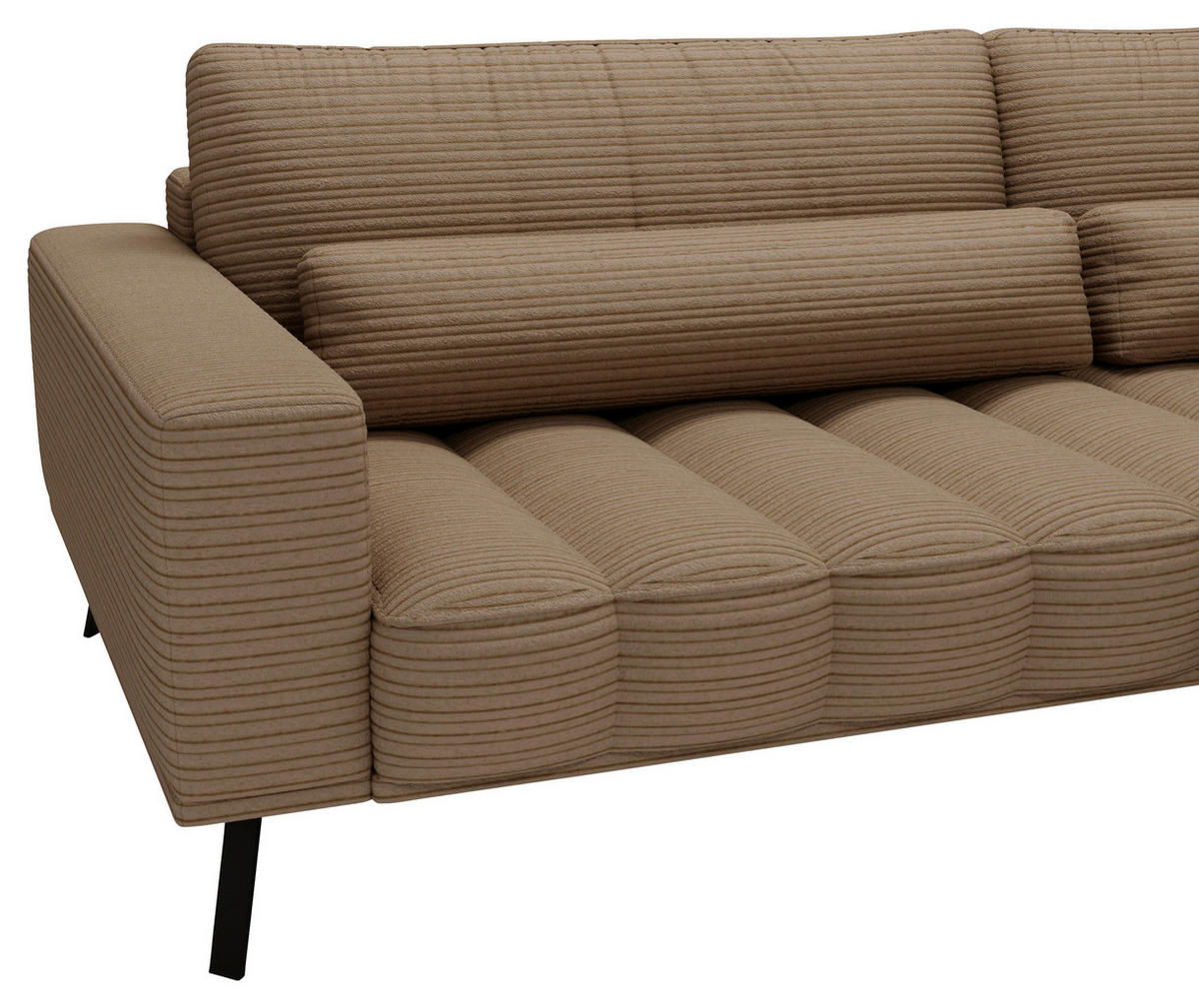 ECKSOFA in Cord Braun  291/204 cm  - Schwarz/Braun, Design, Textil/Metall (291/204cm) - Lomoco