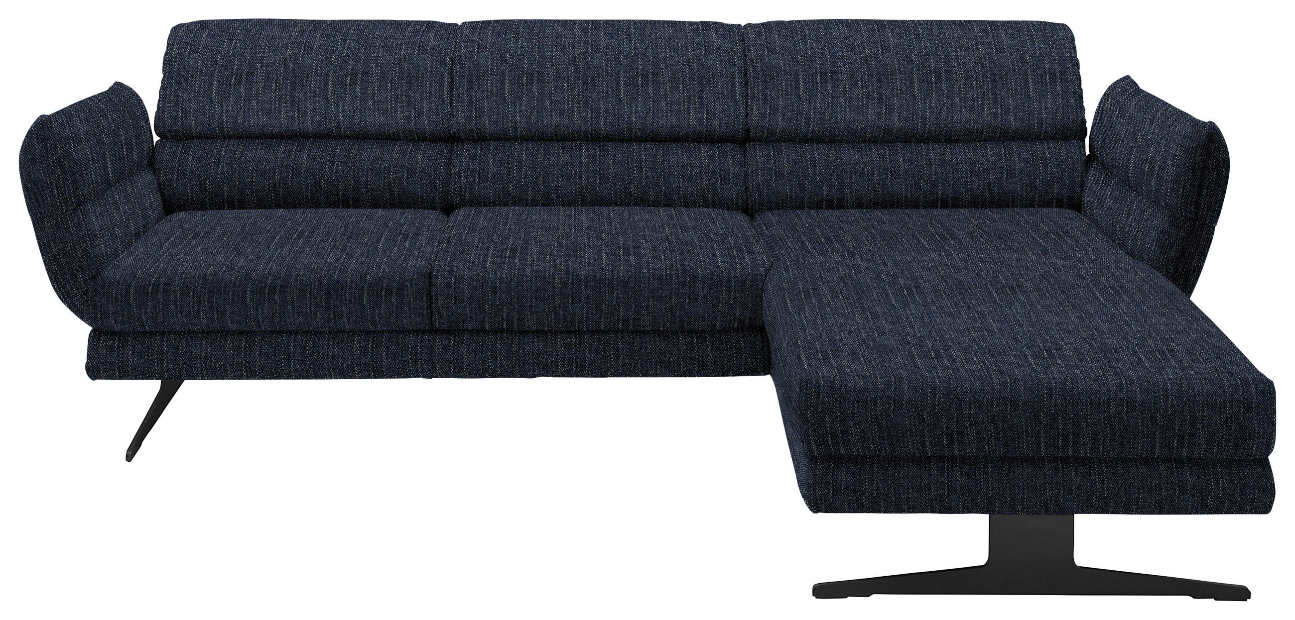 ECKSOFA in Flachgewebe Dunkelblau  - Schwarz/Dunkelblau, Design, Textil/Metall (279-327/176-217cm) - Dieter Knoll