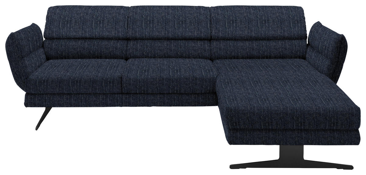 ECKSOFA in Flachgewebe Dunkelblau  - Schwarz/Dunkelblau, Design, Textil/Metall (279-327/176-217cm) - Dieter Knoll