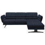 ECKSOFA in Flachgewebe Dunkelblau  279-327/176-217 cm  - Schwarz/Dunkelblau, Design, Textil/Metall (279-327/176-217cm) - Dieter Knoll