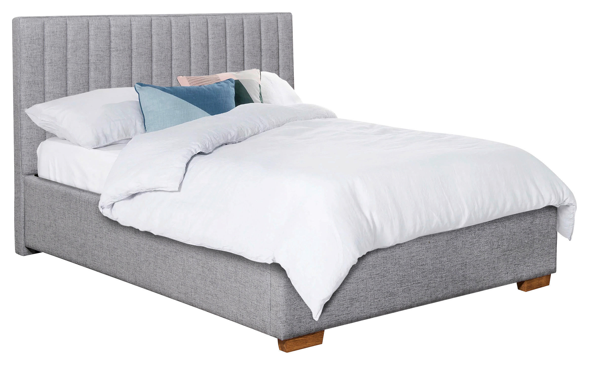 Pat Tapițat 180x200 Cm, gri - culoare lemn stejar/gri, Basics, lemn/textil (191/110/220cm) - Carryhome