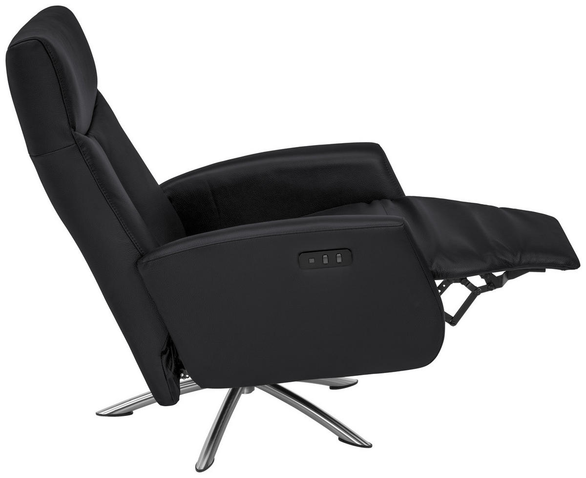 RELAXSESSEL in Leder Anthrazit  - Anthrazit/Silberfarben, Design, Leder/Metall (73/105/82cm) - Welnova