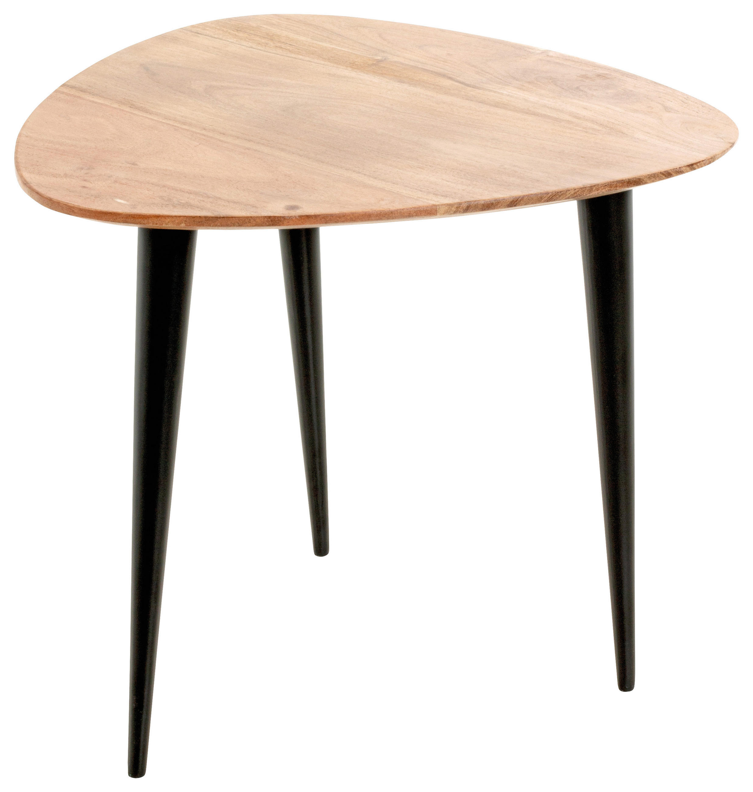 BEISTELLTISCH 46/46/41 cm Akazie massiv Schwarz, Akaziefarben Freiform  - Schwarz/Akaziefarben, KONVENTIONELL, Holz/Metall (46/46/41cm)