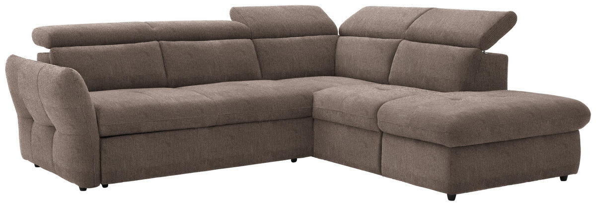 ECKSOFA in Mikrofaser Taupe  - Taupe/Schwarz, Design, Kunststoff/Textil (254/224cm) - Livetastic
