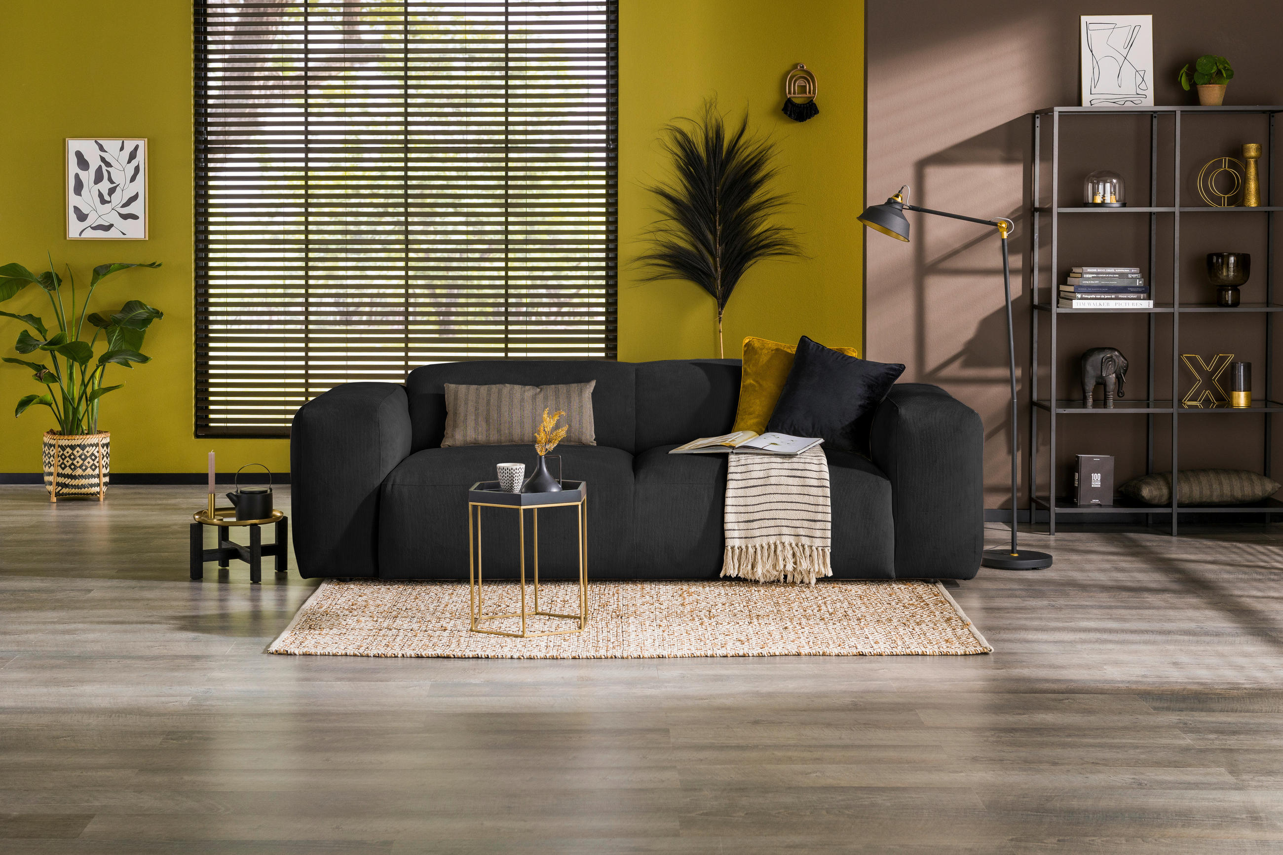 3-SITZER-SOFA Cord Anthrazit  - Anthrazit/Schwarz, Design, Kunststoff/Textil (247/75/104cm) - MID.YOU