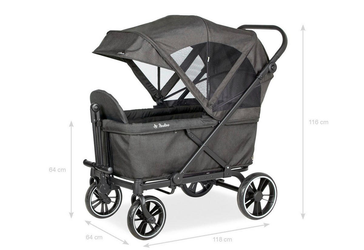 BOLLERWAGEN  CRUISER PI500   - Hellgrau, Basics, Textil/Metall (118/64/64cm) - Pinolino