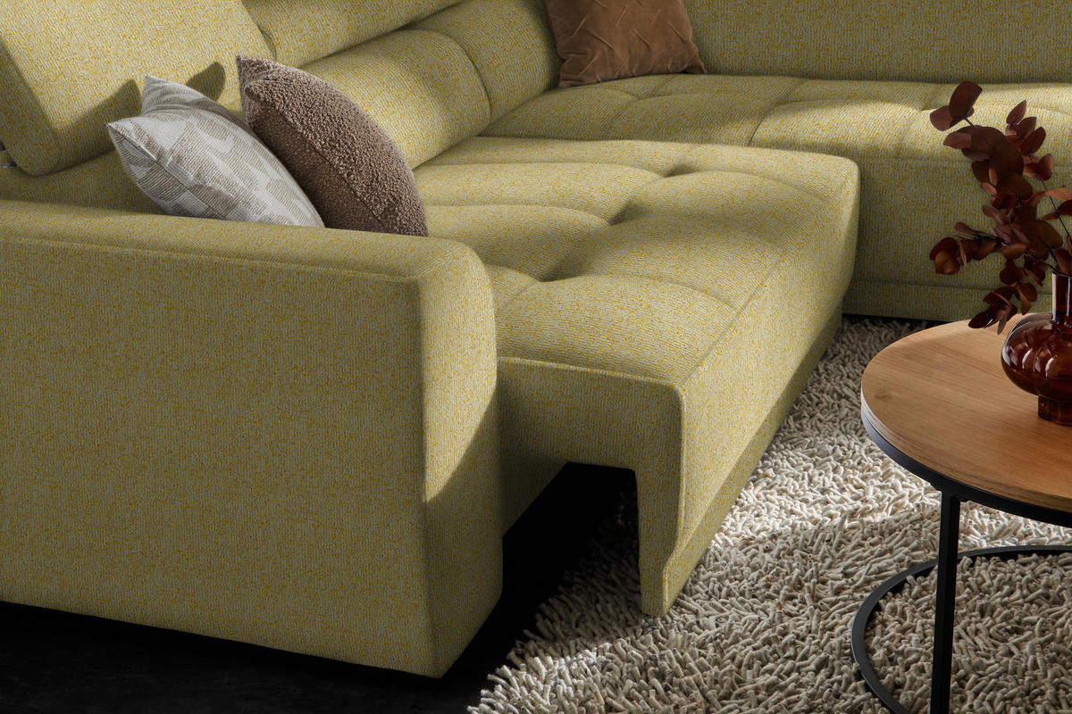 ECKSOFA in Struktur Gelb  284/205 cm  - Gelb/Schwarz, Design, Kunststoff/Textil (284/205cm) - Xora