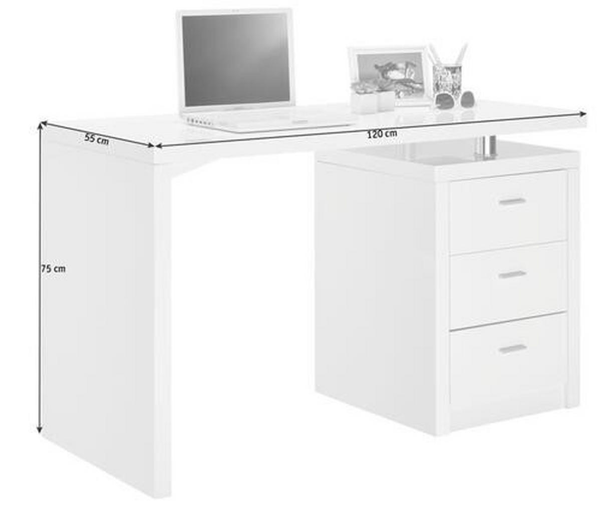 SCHREIBTISCH 120/55/75 cm  in Weiss, Chromfarben  - Chromfarben/Weiss, Design, Holzwerkstoff/Metall (120/55/75cm) - Hom`in