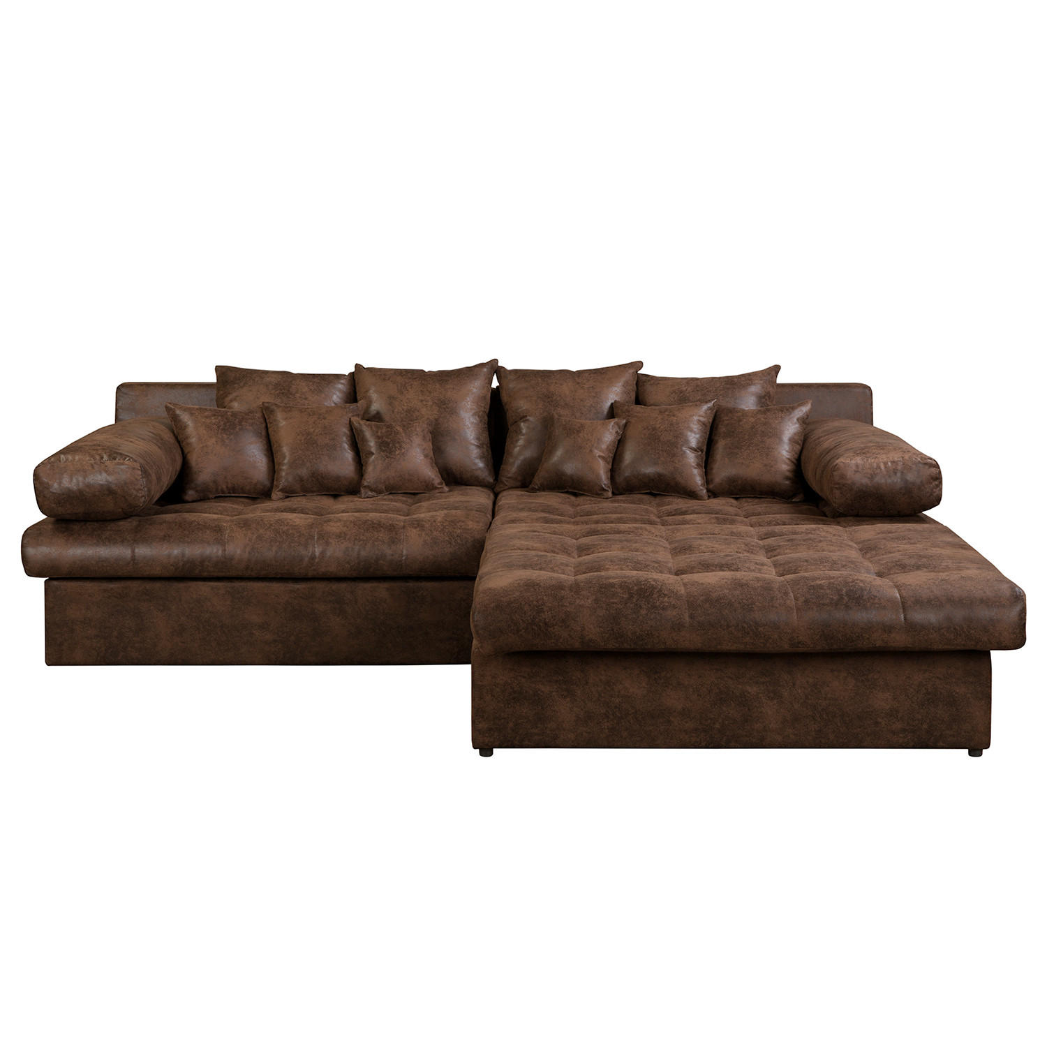 ECKSOFA Naomi in Lederlook Dunkelbraun Rückenkissen  284/243 cm  - Dunkelbraun/Schwarz, Design, Kunststoff/Textil (284/243cm) - P & B