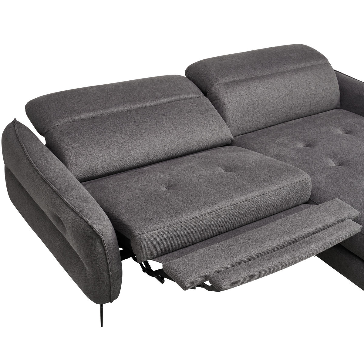 ECKSOFA Flachgewebe Anthrazit  - Anthrazit/Schwarz, Design, Textil/Metall (246/175cm) - Celina
