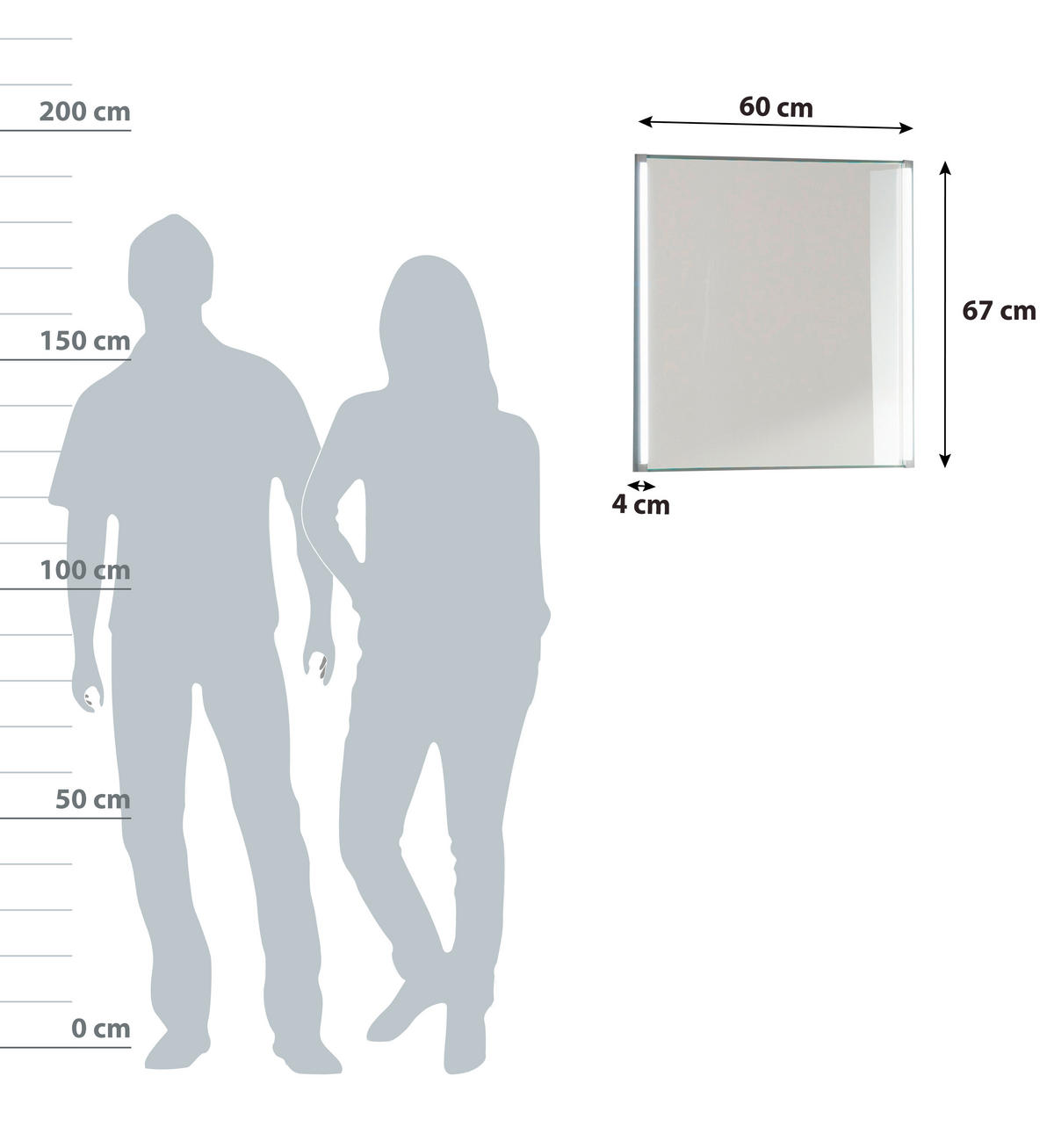 BADEZIMMERSPIEGEL 60/67/4 cm  - Alufarben, MODERN, Glas/Holzwerkstoff (60/67/4cm) - MID.YOU