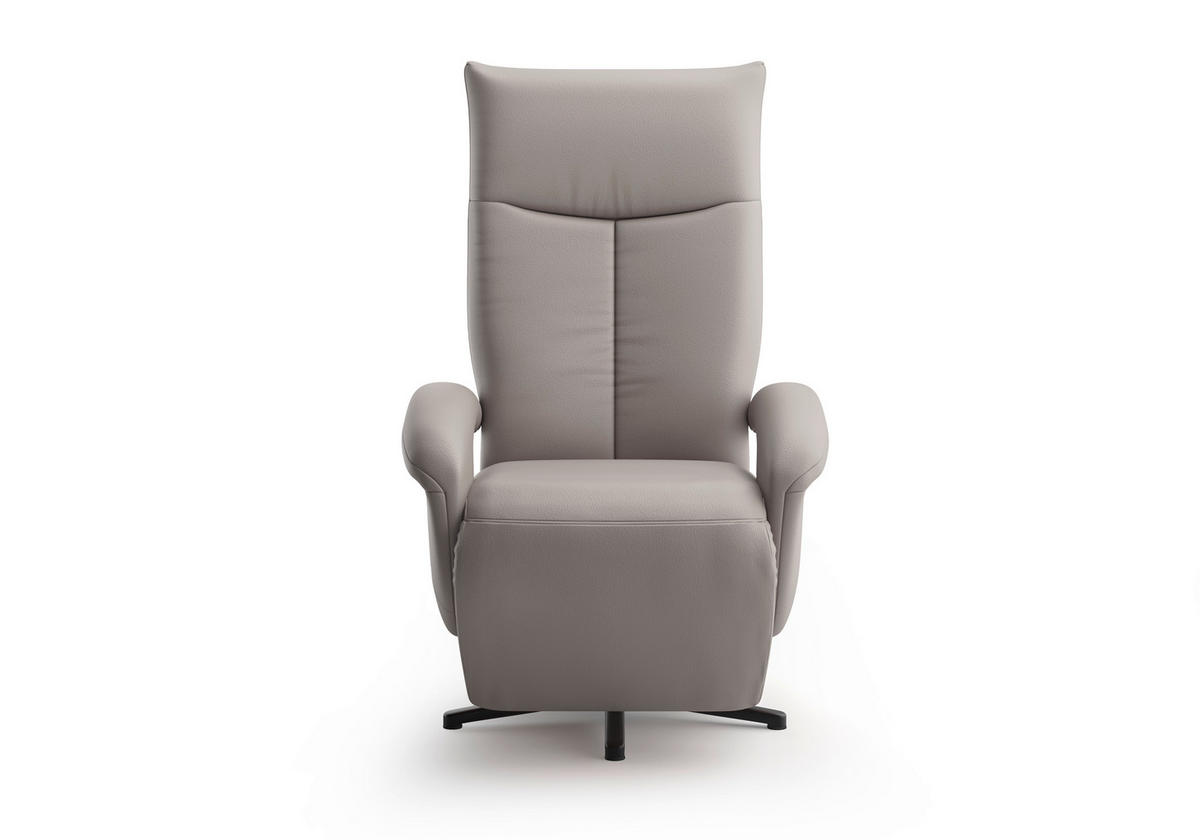 SESSEL in Echtleder Hellgrau  - Hellgrau/Schwarz, KONVENTIONELL, Leder/Metall (74/112/82cm) - Sit & More