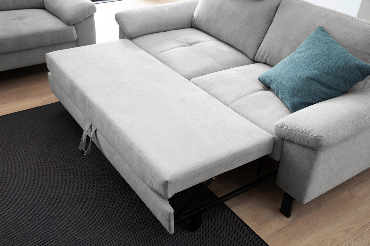 2,5-SITZER in Velours Silberfarben  - Silberfarben/Schwarz, Design, Textil/Metall (206/86/97cm) - Pure Home Lifestyle
