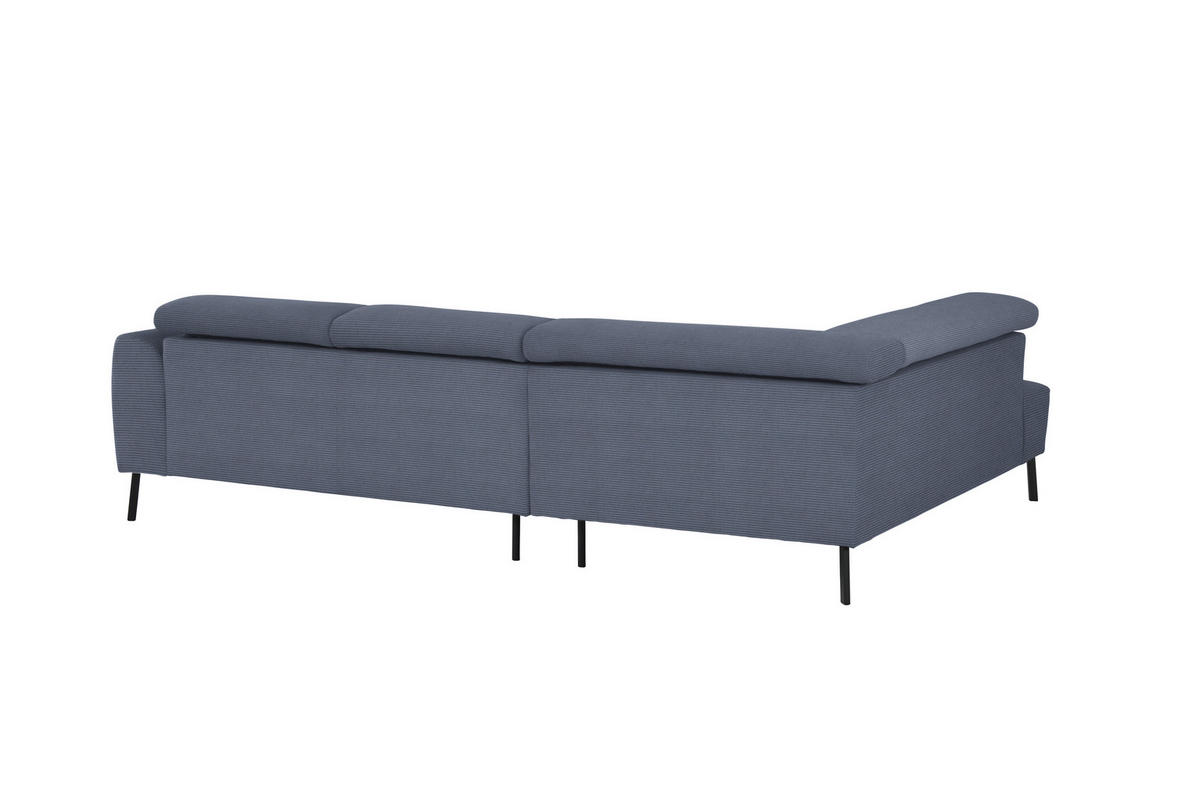 ECKSOFA in Feincord Blaugrau  - Blaugrau/Schwarz, Design, Textil/Metall (205/280cm) - MID.YOU