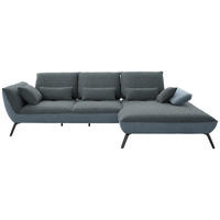 ECKSOFA in Flachgewebe Blaugrau  301/191 cm  - Blaugrau/Schwarz, Design, Textil/Metall (301/191cm) - Moderano