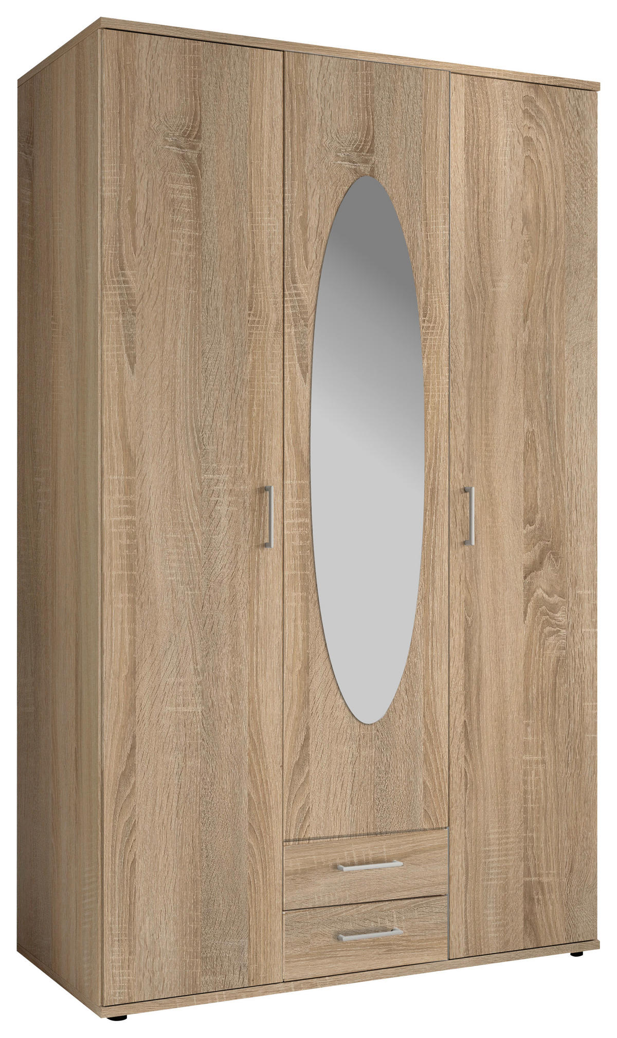 DREHTÜRENSCHRANK 120/195/55 cm,  in Sonoma Eiche, 3-türig  - Alufarben/Sonoma Eiche, Basics, Glas/Holzwerkstoff (120/195/55cm)