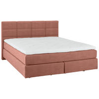 BOXSPRINGBETT 200/200 cm,  in Lachsfarben, Topper, Matratzen, unterschiedliche Matratzenhärtegrade je Bettseite, H2 + H3 = mittel + fest  - Schwarz/Lachsfarben, Design, Kunststoff/Textil (200/200cm) - Dieter Knoll