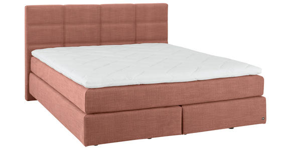 BOXSPRINGBETT 200/200 cm,  in Lachsfarben, Topper, Matratzen, H3 + H3 = fest  - Schwarz/Lachsfarben, Design, Kunststoff/Textil (200/200cm) - Dieter Knoll