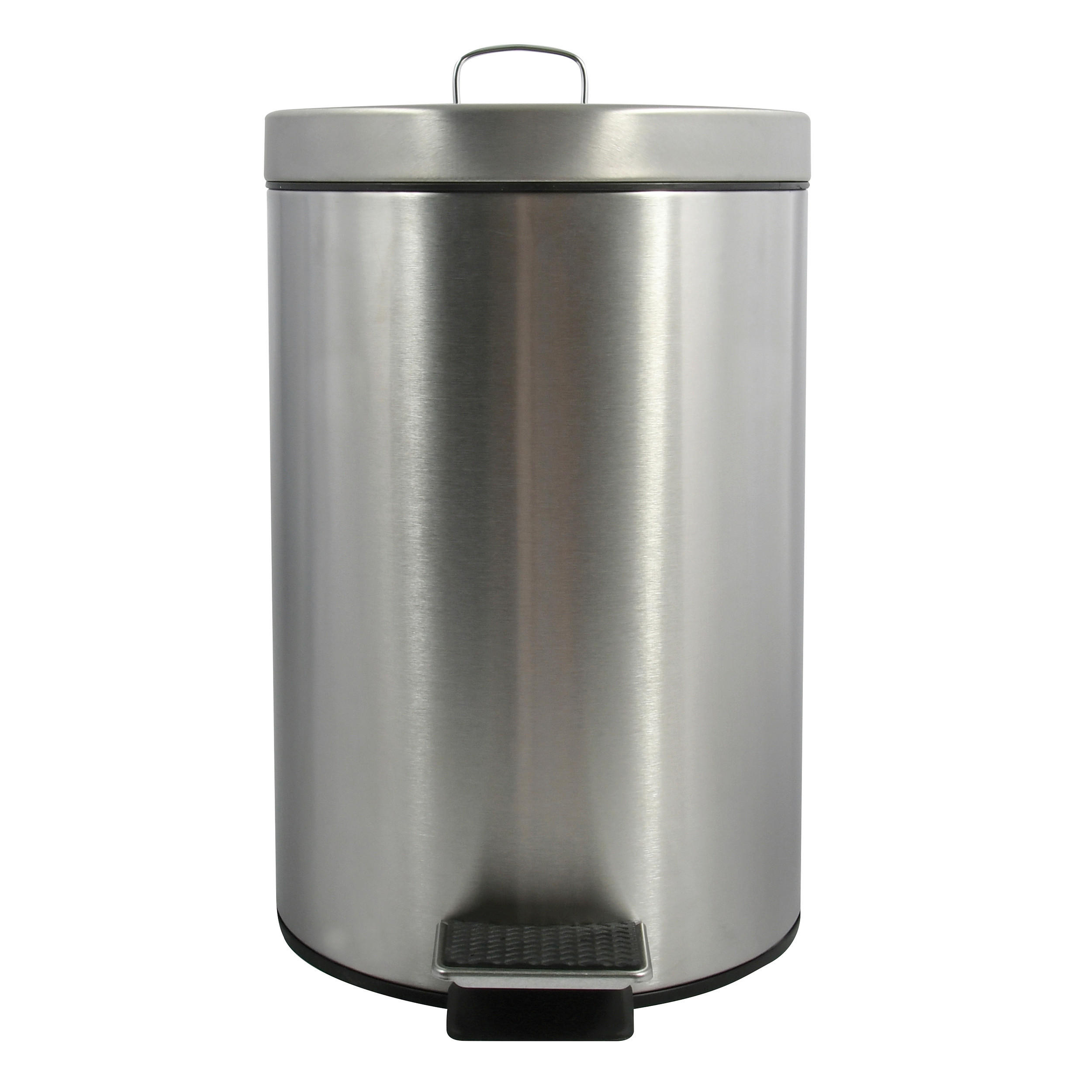 TRETEIMER BRUSHED FINISH 12 L  - Edelstahlfarben/Schwarz, Basics, Kunststoff/Metall (25/39/25cm) - Spirella